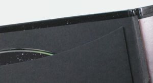 Close up glued on disc sleeve pocket black matte material CD BOOK LITE