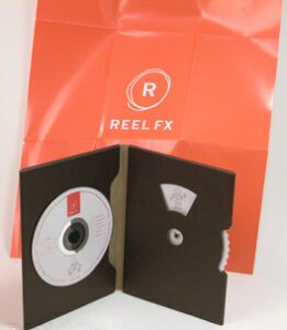 Die cut packaging custom window cut out with spinner wheel, dvd packaging fiberboard paper