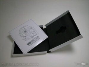 Hinged Box with black matte wrap inside and foam tray to hold USB plus perfect bound book