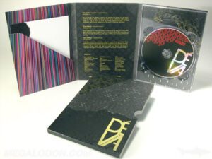 Custom packaging media manufacturing Tall trifold dvd digipak with foil, embossing, debossing, spot gloss, matte lamination