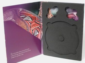 Custom foam tray DVD Digipak with foam tray and serialized discs 2 usb drives mixed media set