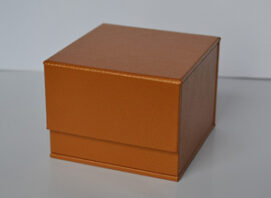 Deluxe video box to hold Tesla keys, leather wrapped Chipboard core