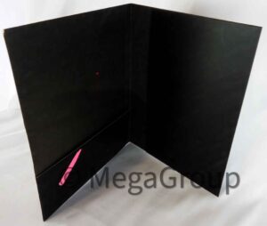 Tall folder to hold literature slot pocket spot uv gloss on pink