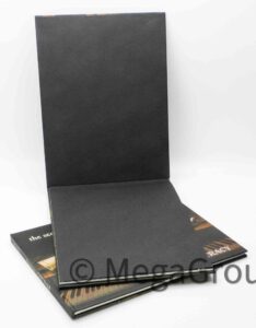 Black matte material wrap on inside of 6x8 cd book